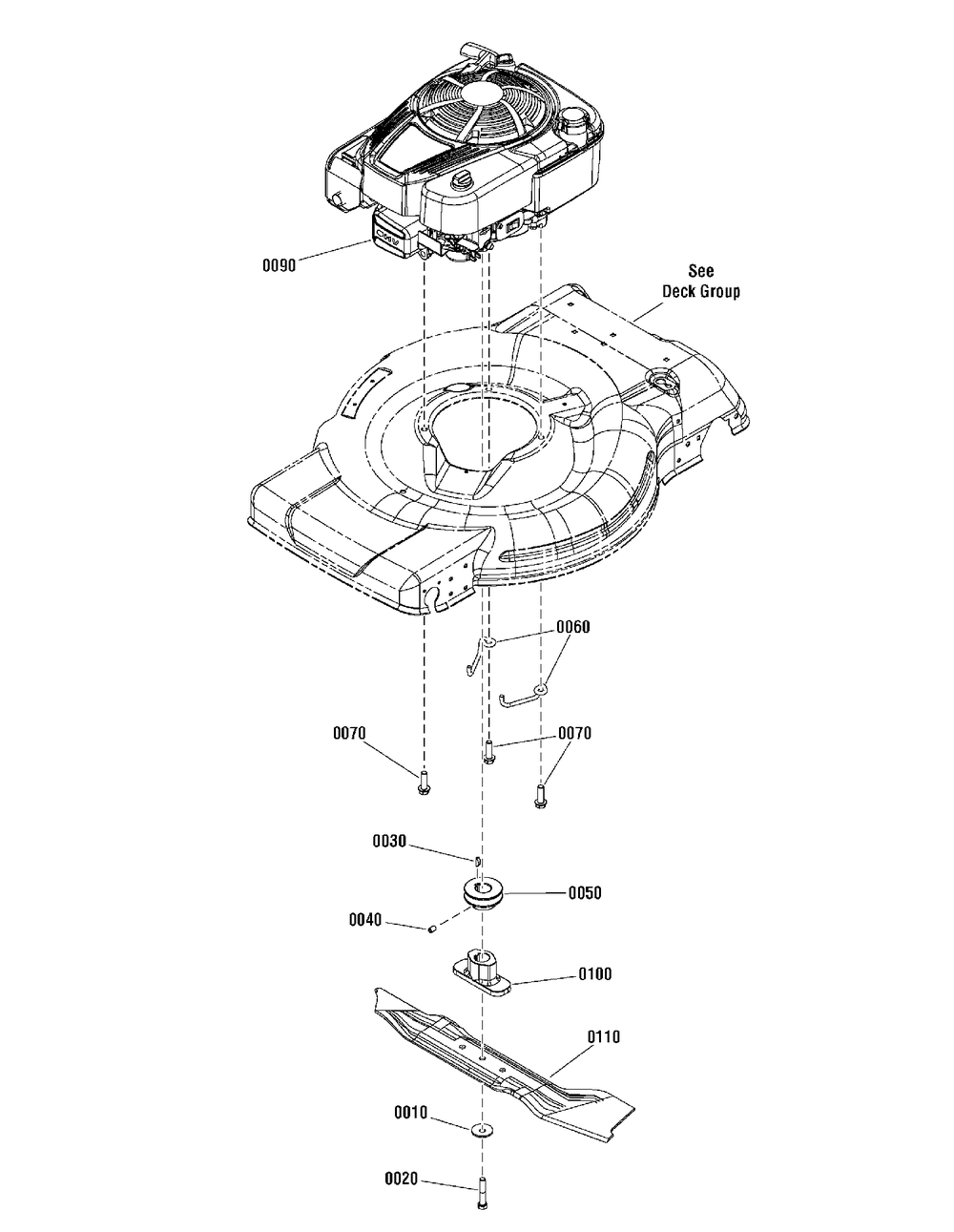 Engine And Blade Group (7502724) Diagram and Parts List for 7800860-JM46 2012 Briggs and Stratton Lawn Mower